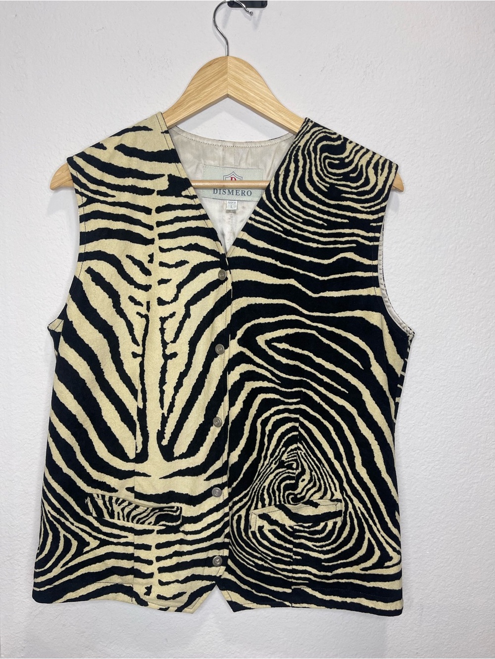 Dismero Italian Fashion Black and Tan Zebra Print Vest